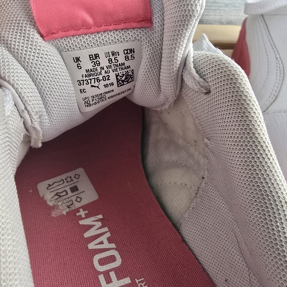 PUMA Carina Crystal Pink White Leather Sneakers 373776-02 Size Womens 8.5 - Picture 10 of 10